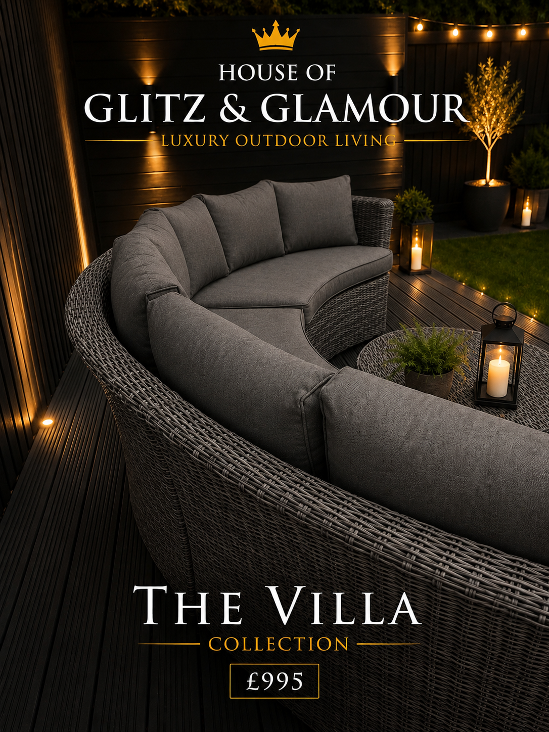The Villa Collection - Love Island Curved Garden Sofa Set - Grey