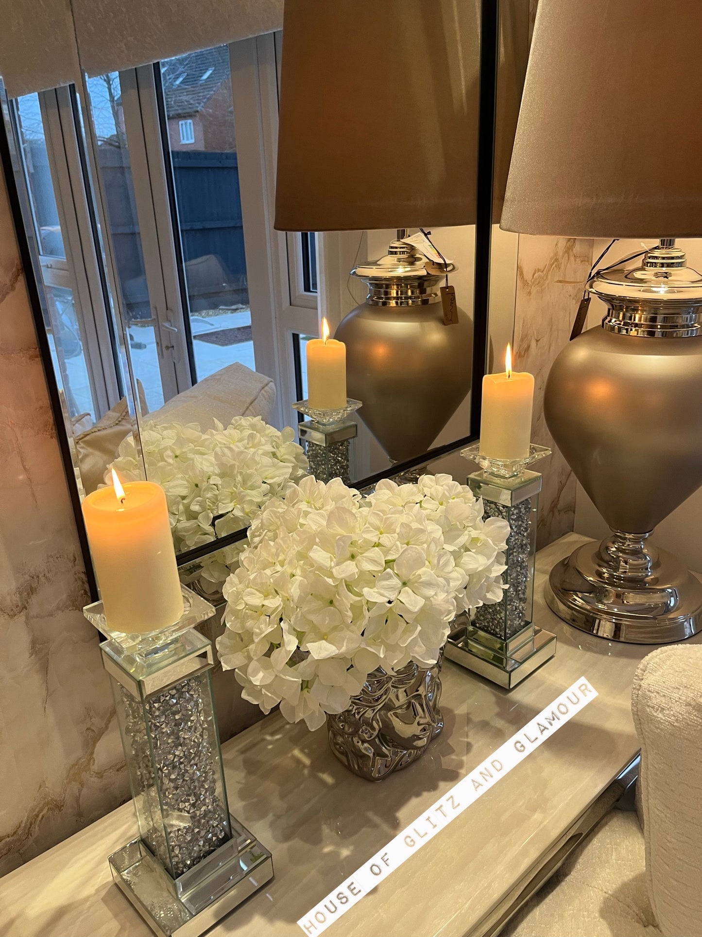 Louis Cream Marble & Chrome Console Table 120cm x 40cm x 75cm