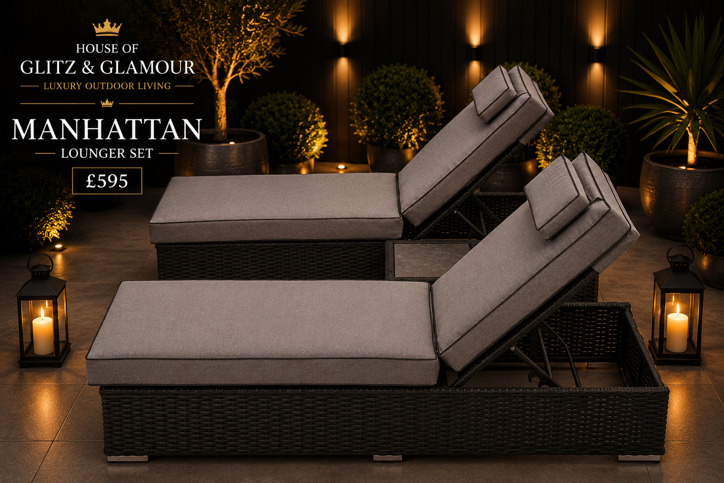 Manhattan Luxury Sun Lounger Set with Side Table