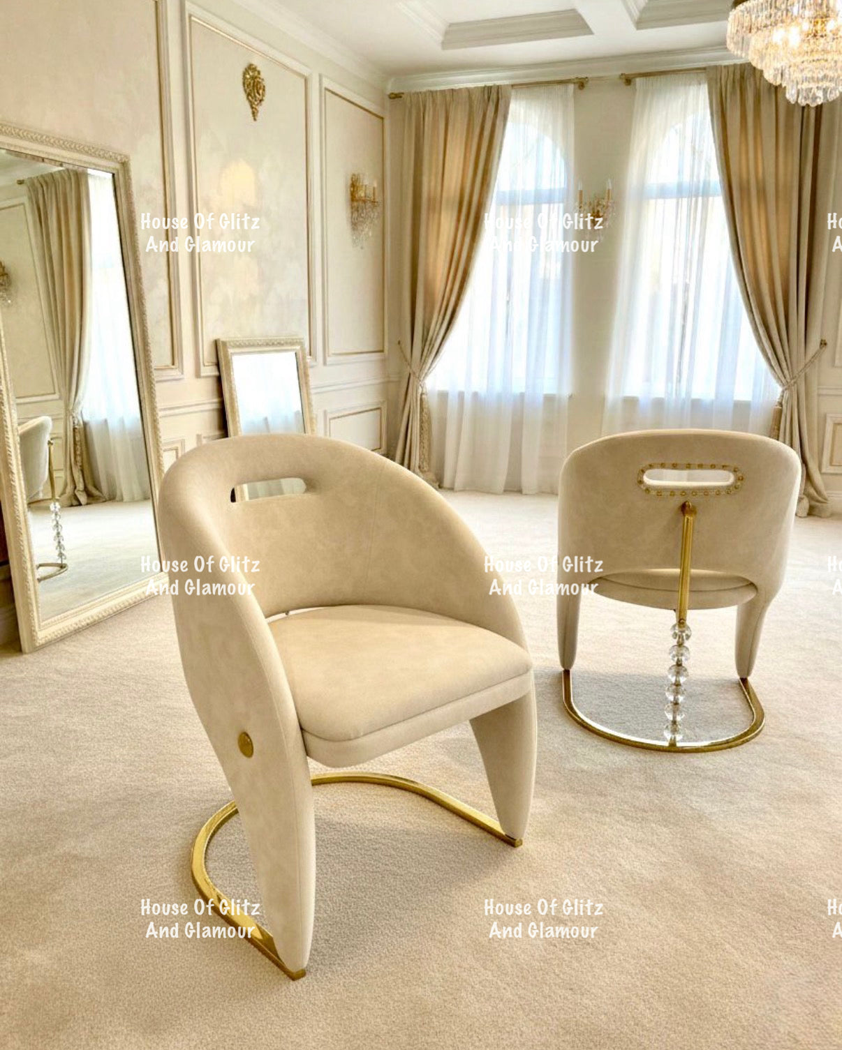 Hollywood Cream Gold Dining Chair