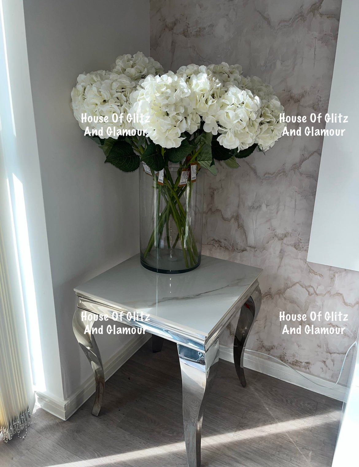 Louis Kasi Gold Ceramic & Stainless Steel Lamp / Side Table 50cm x 50cm