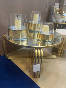Hampton Small Gold & Glass Candle Holder