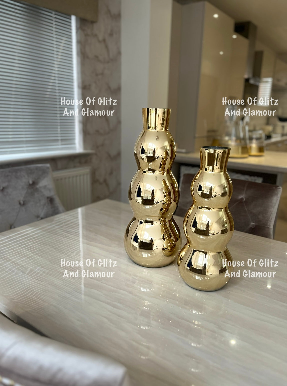 Gold Bubble Shape Glass Vase 40cm