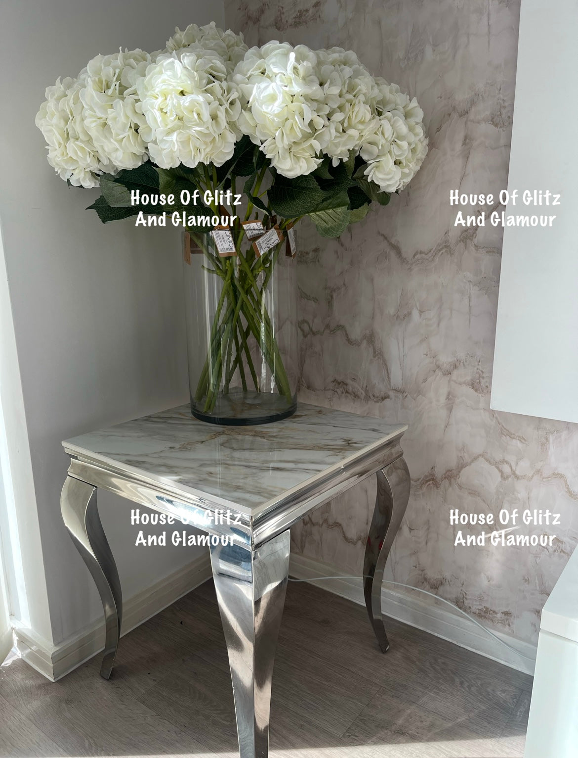 Louis Kata Gold Ceramic & Stainless Steel Lamp / Side Table 50cm x 50cm