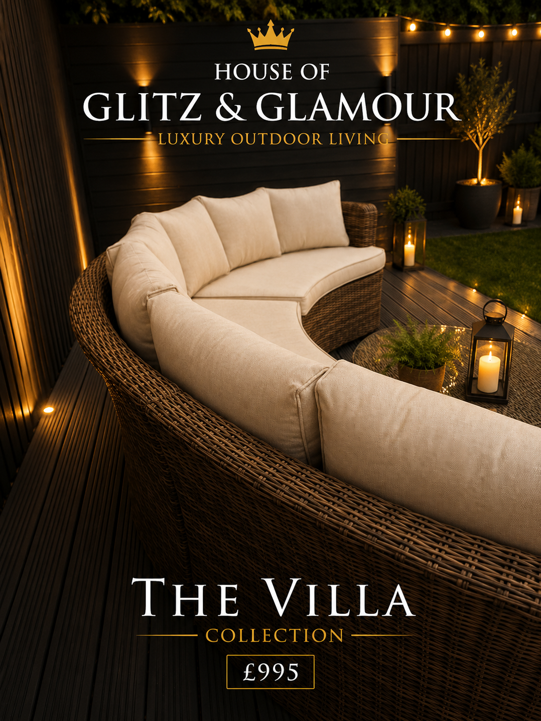 The Villa Collection - Love Island Curved Garden Sofa Set - Cream & Brown
