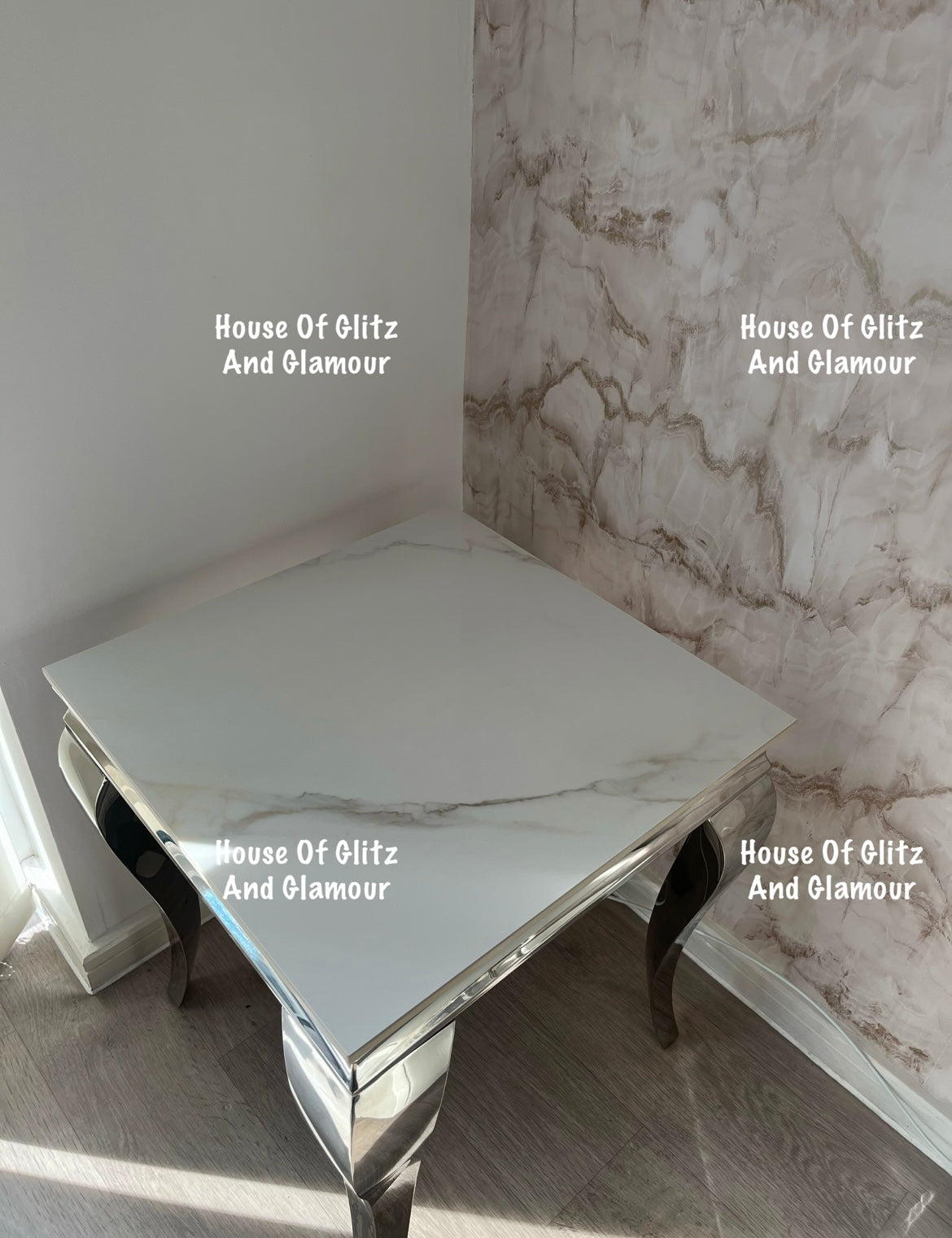 Louis Kasi Gold Ceramic & Stainless Steel Lamp / Side Table 50cm x 50cm