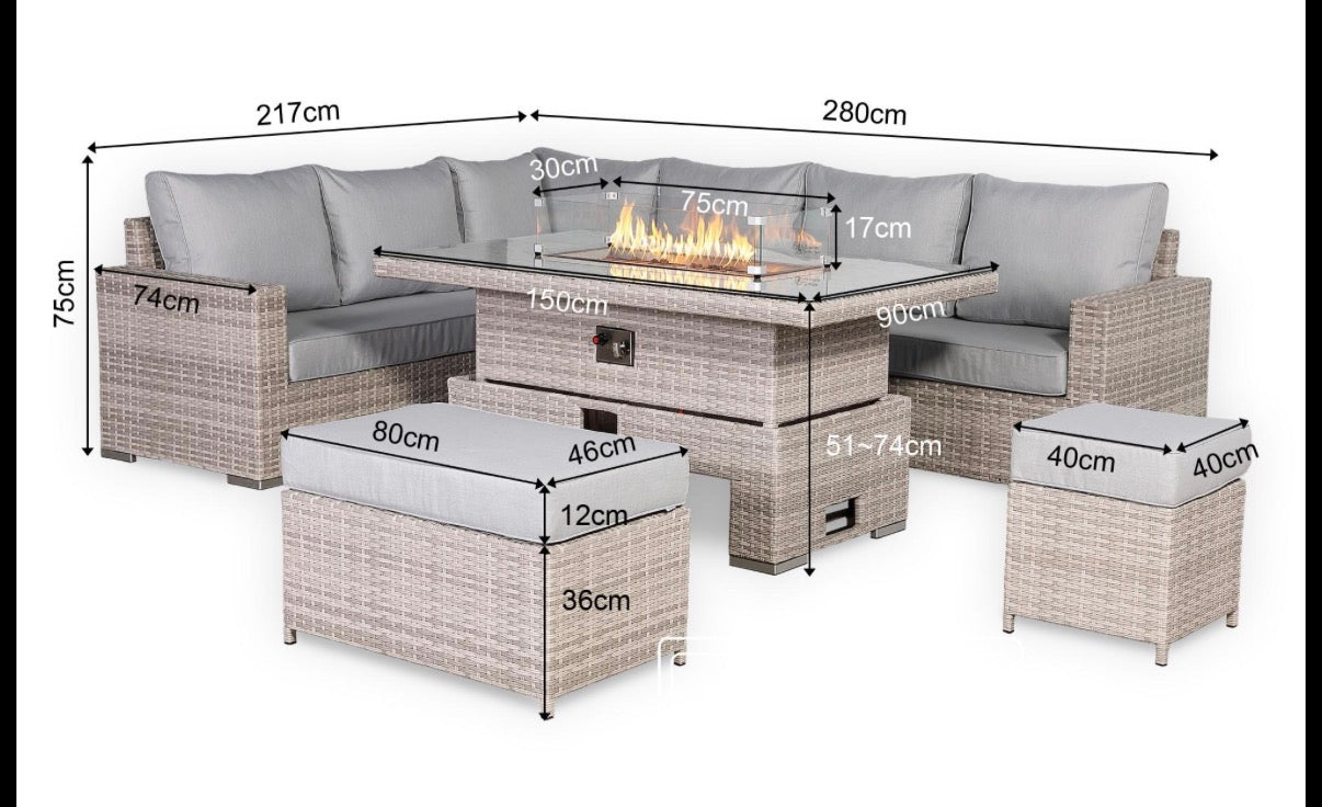 St Tropez High Back Left Hand Rattan Corner Sofa Set with Choice of Tables | April Pre-Order