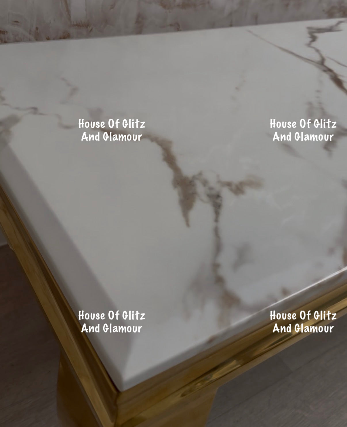 Arianna Calacatta Effect White Marble Circular Side Table With Gold Base