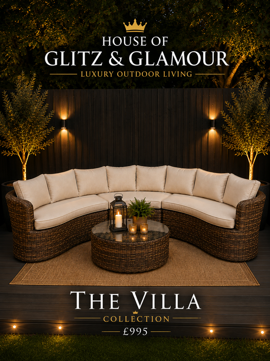The Villa Collection - Love Island Curved Garden Sofa Set - Cream & Brown
