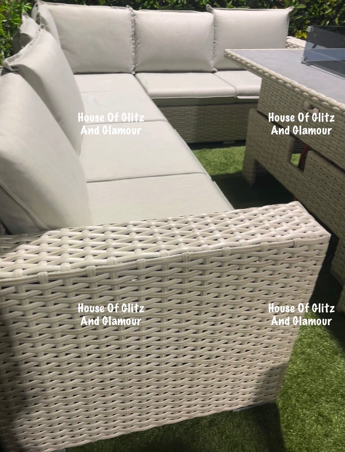 Santiago Grey Rattan 8 Seater Corner Rising Dining Table Set