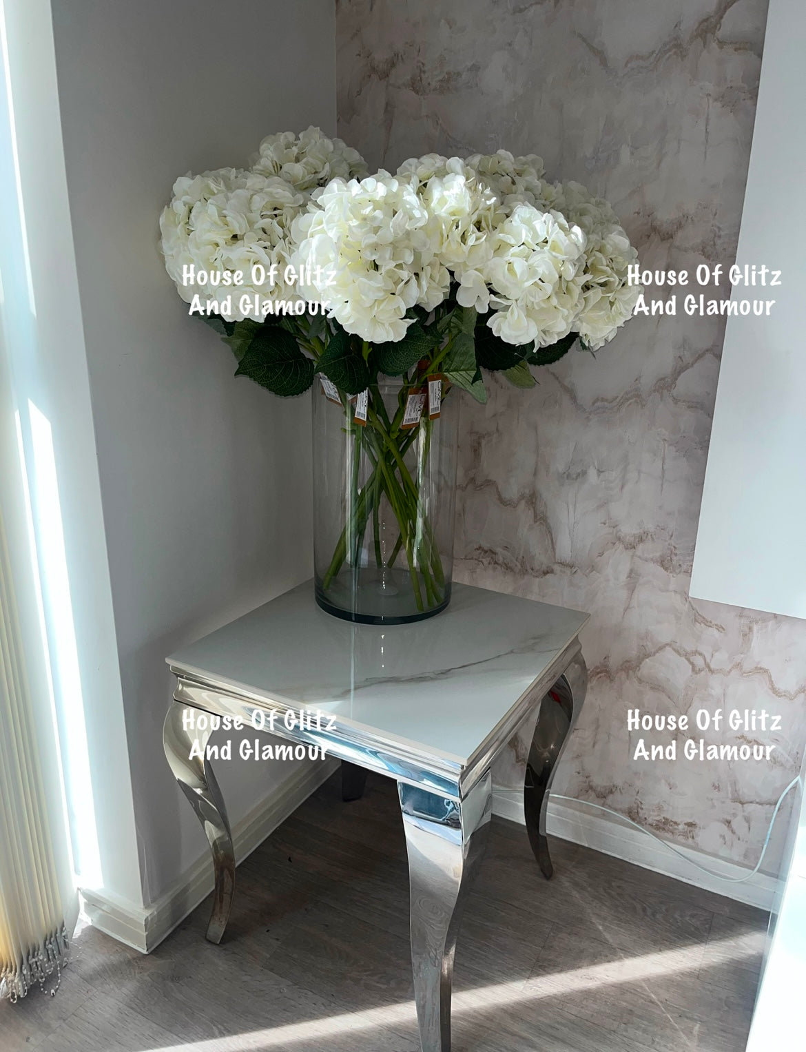 Louis Kasi Gold Ceramic & Stainless Steel Lamp / Side Table 50cm x 50cm