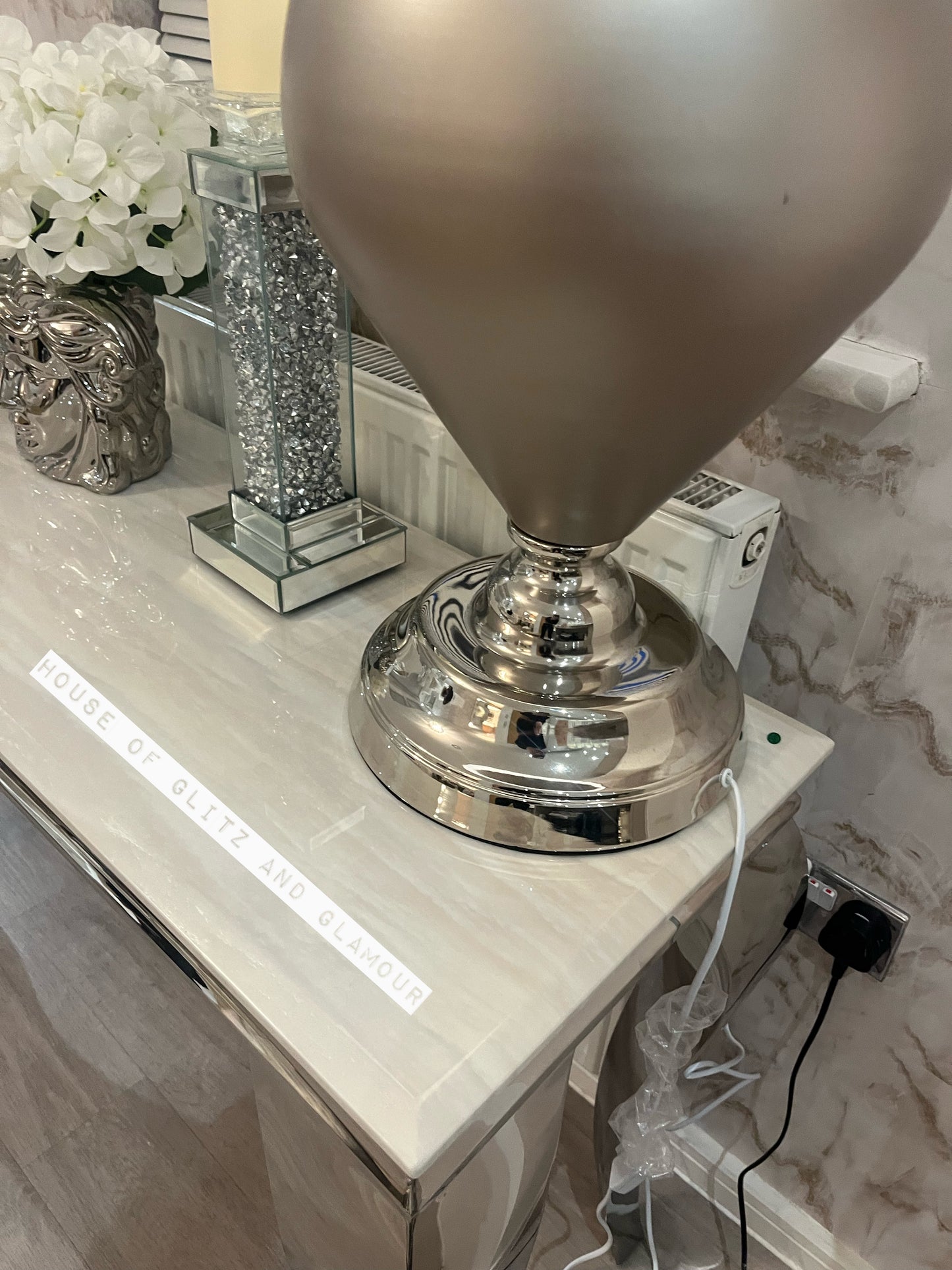 Louis Cream Marble & Chrome Console Table 120cm x 40cm x 75cm