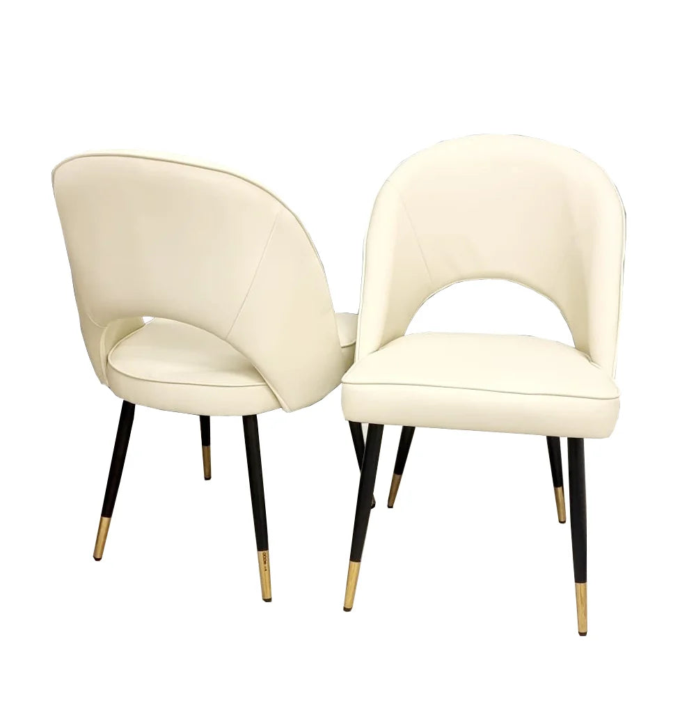 Luca Cream 1.8 Dining Table With Gold Frame And Pandora Sintered Top & 4 Astra Dining Chairs