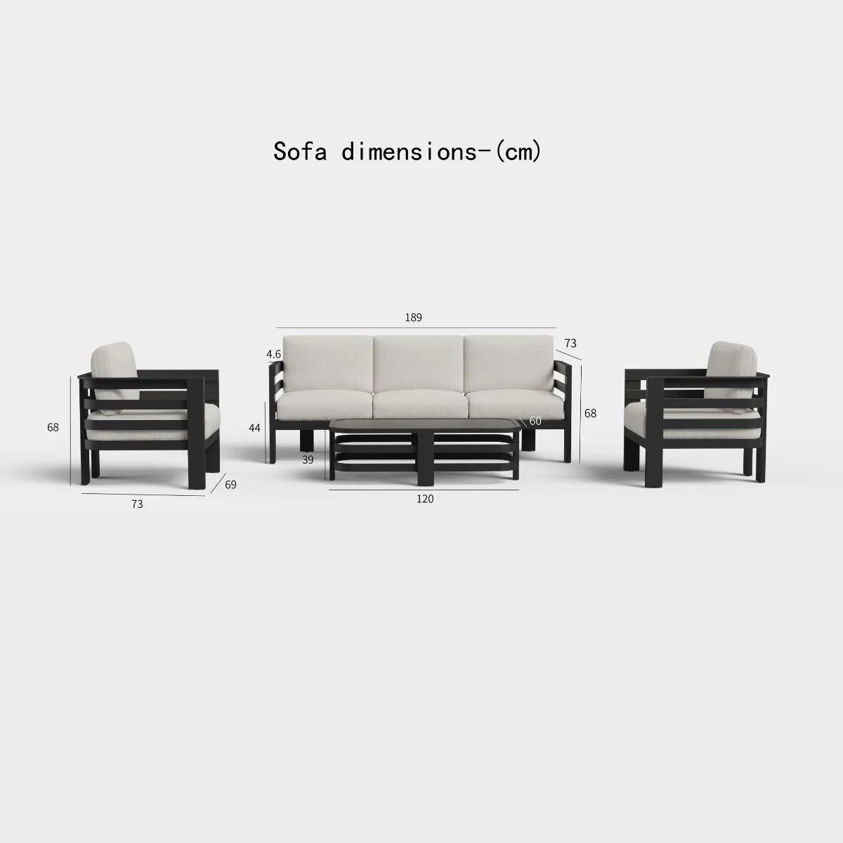 Athena Outdoor Lounge Set Onyx 5 Seater