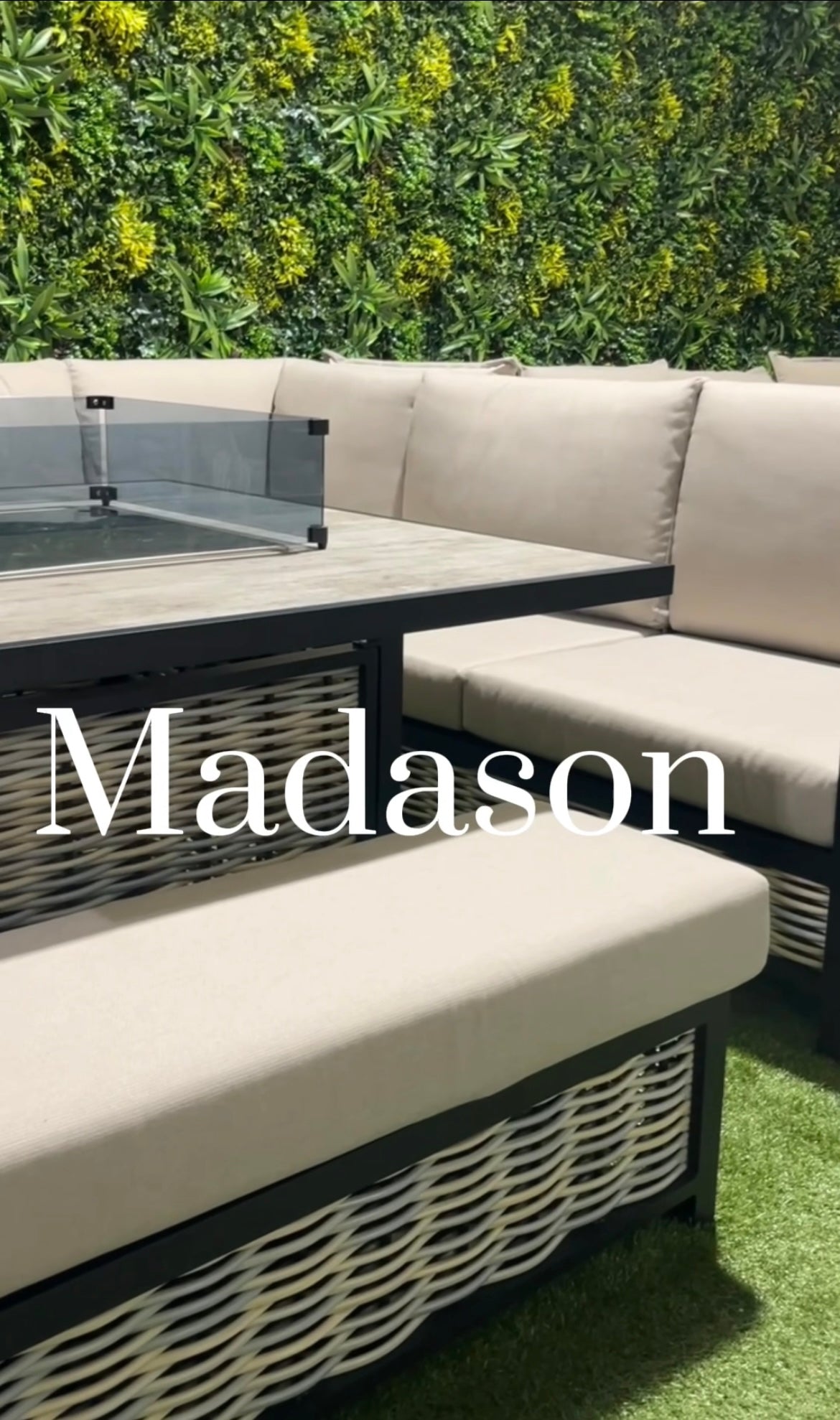 Madason Aluminium 10 Seater Corner Fire Pit Dining Table Set
