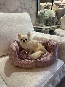 Dusky Pink & Silver Dog Bed