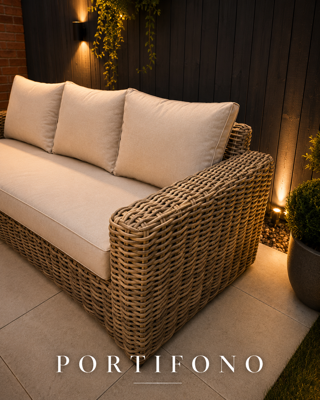Portofino Luxury Weave Garden Lounge Set – Natural Weave & Cream Cushions