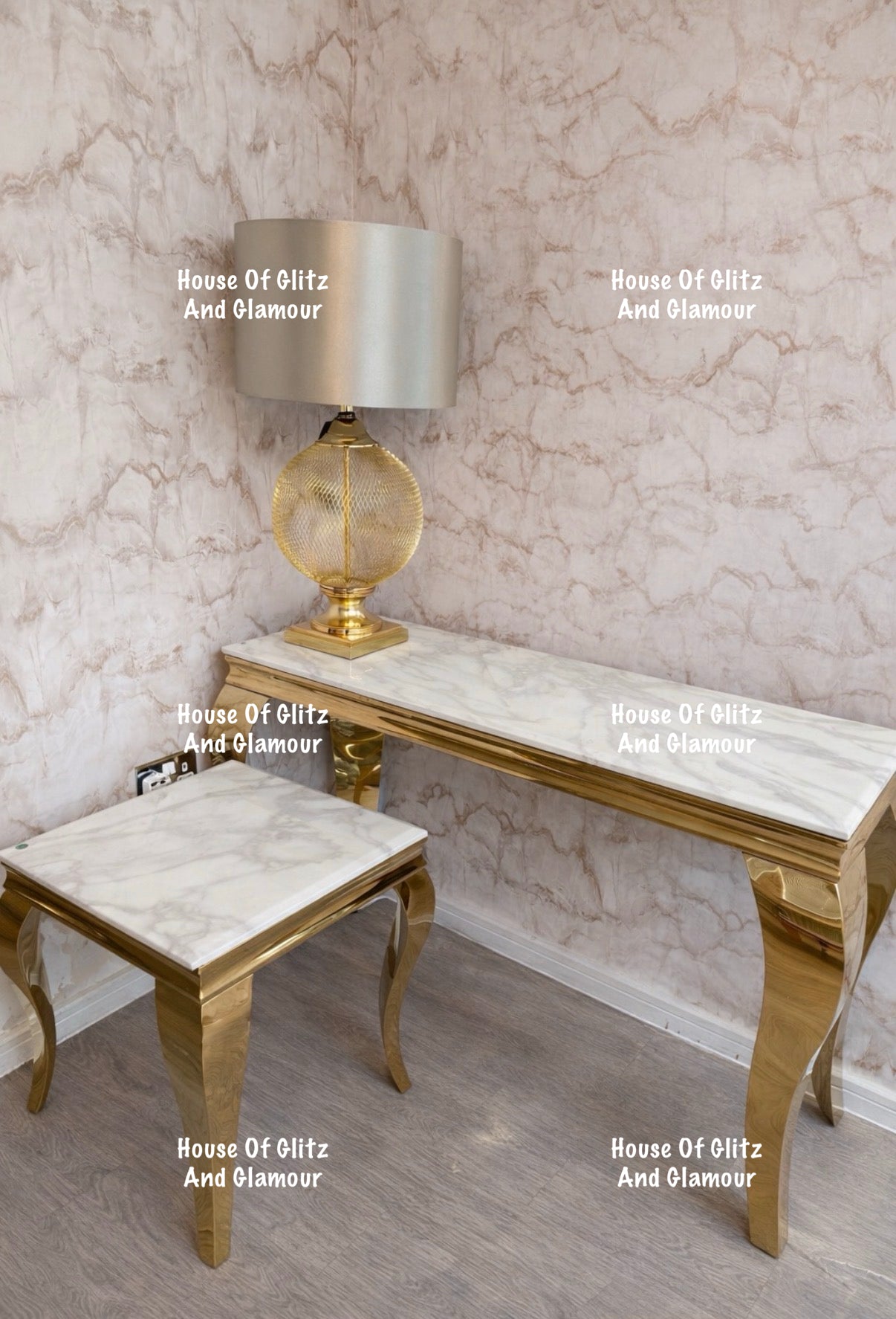 Louis White Marble Console Table With Gold Legs 120cm x 40cm x 75cm