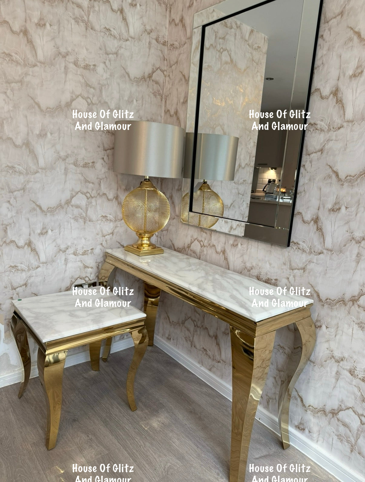 Louis White Marble Console Table With Gold Legs 120cm x 40cm x 75cm