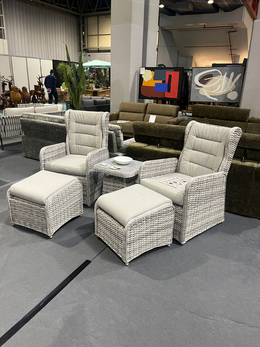 Majestic Rattan Recliner Chairs with Side Table