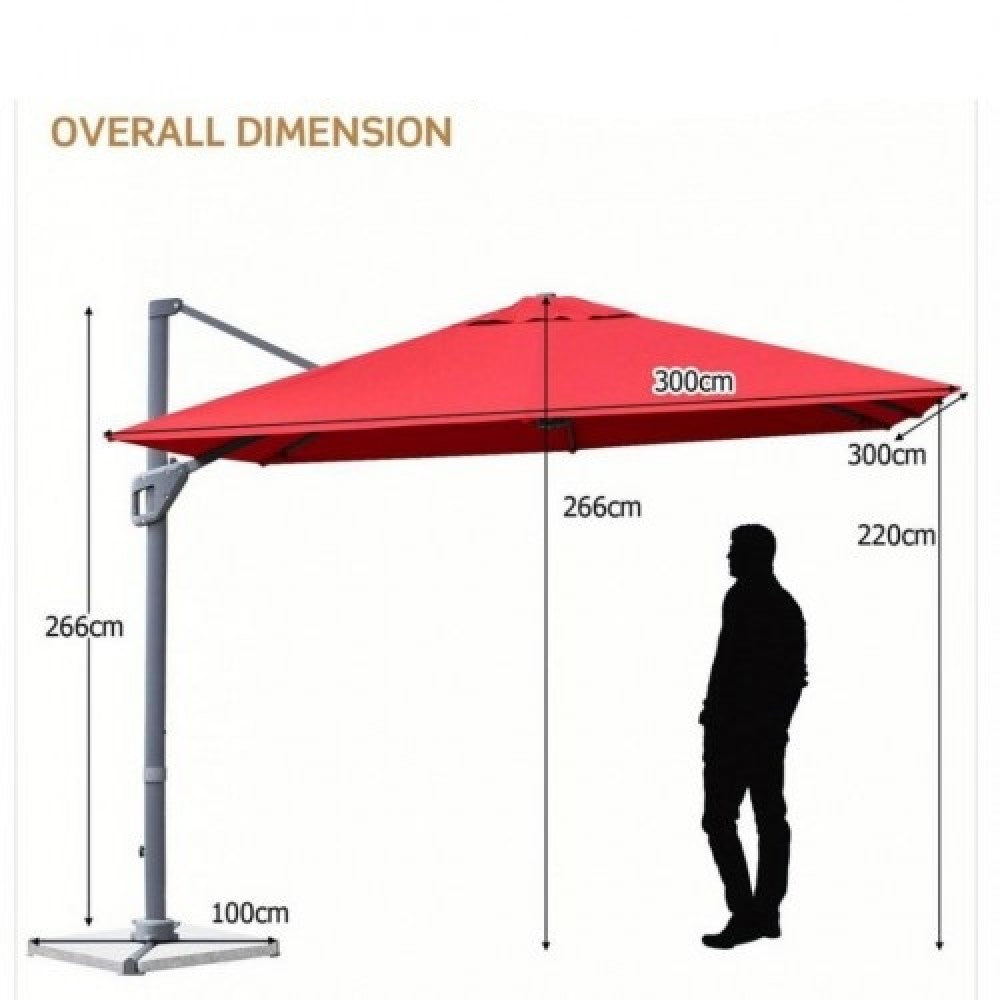 Parasol 3 Meters Wide in Beige or Grey