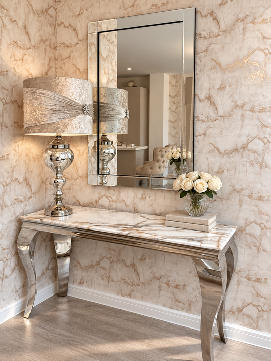 Louis Calcatta Gold Chrome Console Table 120cm x 40cm x 75cm