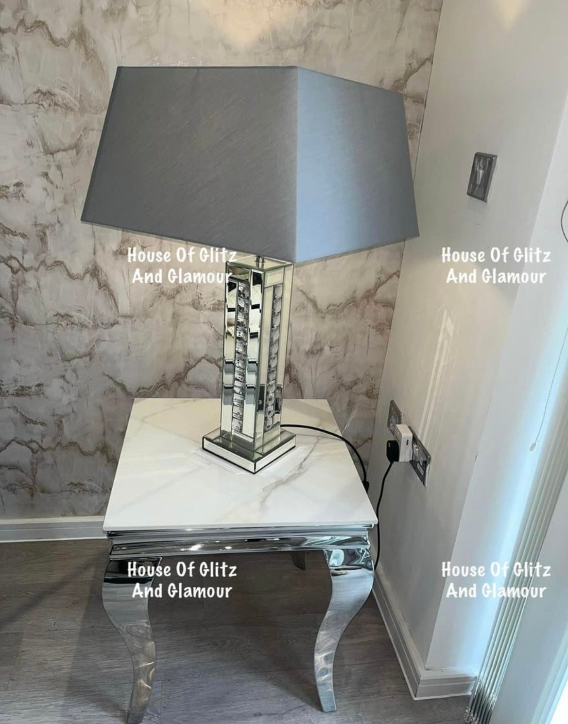 Louis Kasi Gold Ceramic & Stainless Steel Lamp / Side Table 50cm x 50cm