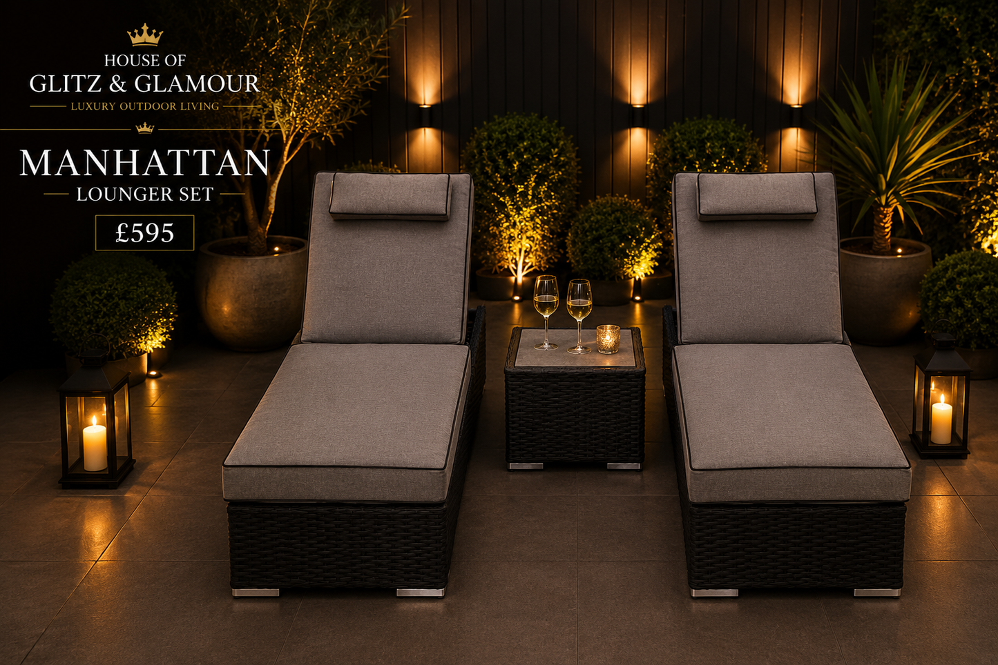 Manhattan Luxury Sun Lounger Set with Side Table