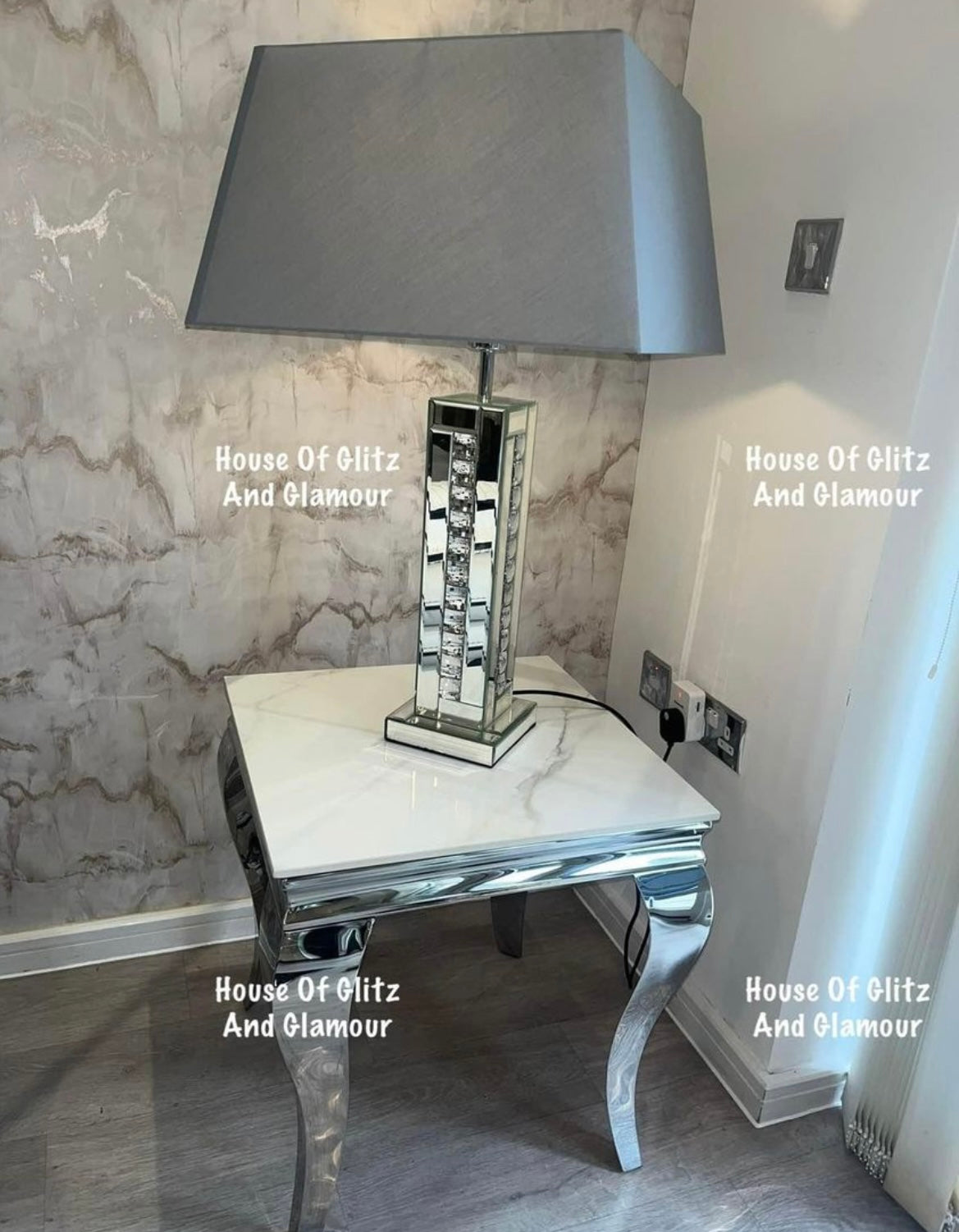 Louis Kasi Gold Ceramic & Stainless Steel Lamp / Side Table 50cm x 50cm