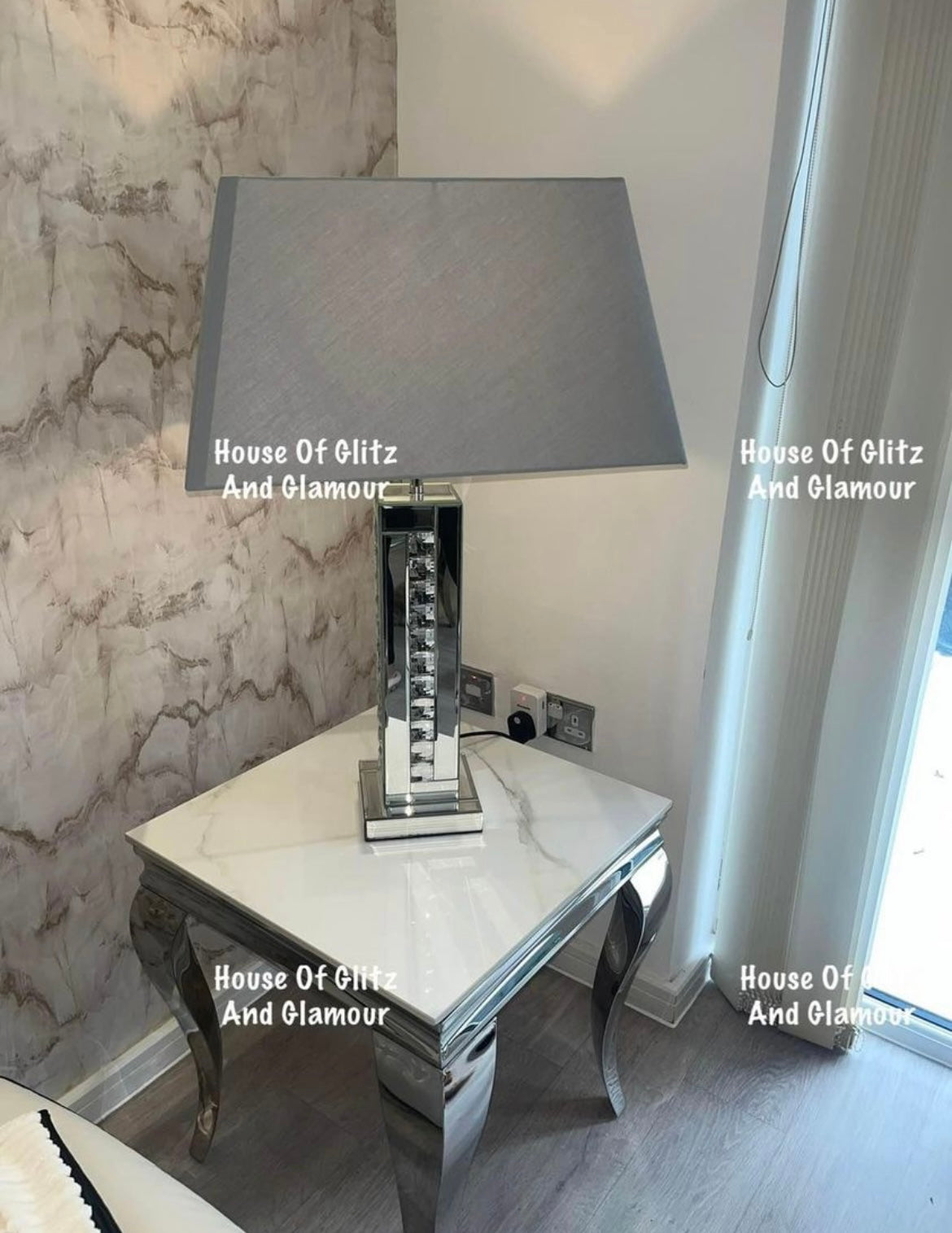 Louis Kasi Gold Ceramic & Stainless Steel Lamp / Side Table 50cm x 50cm