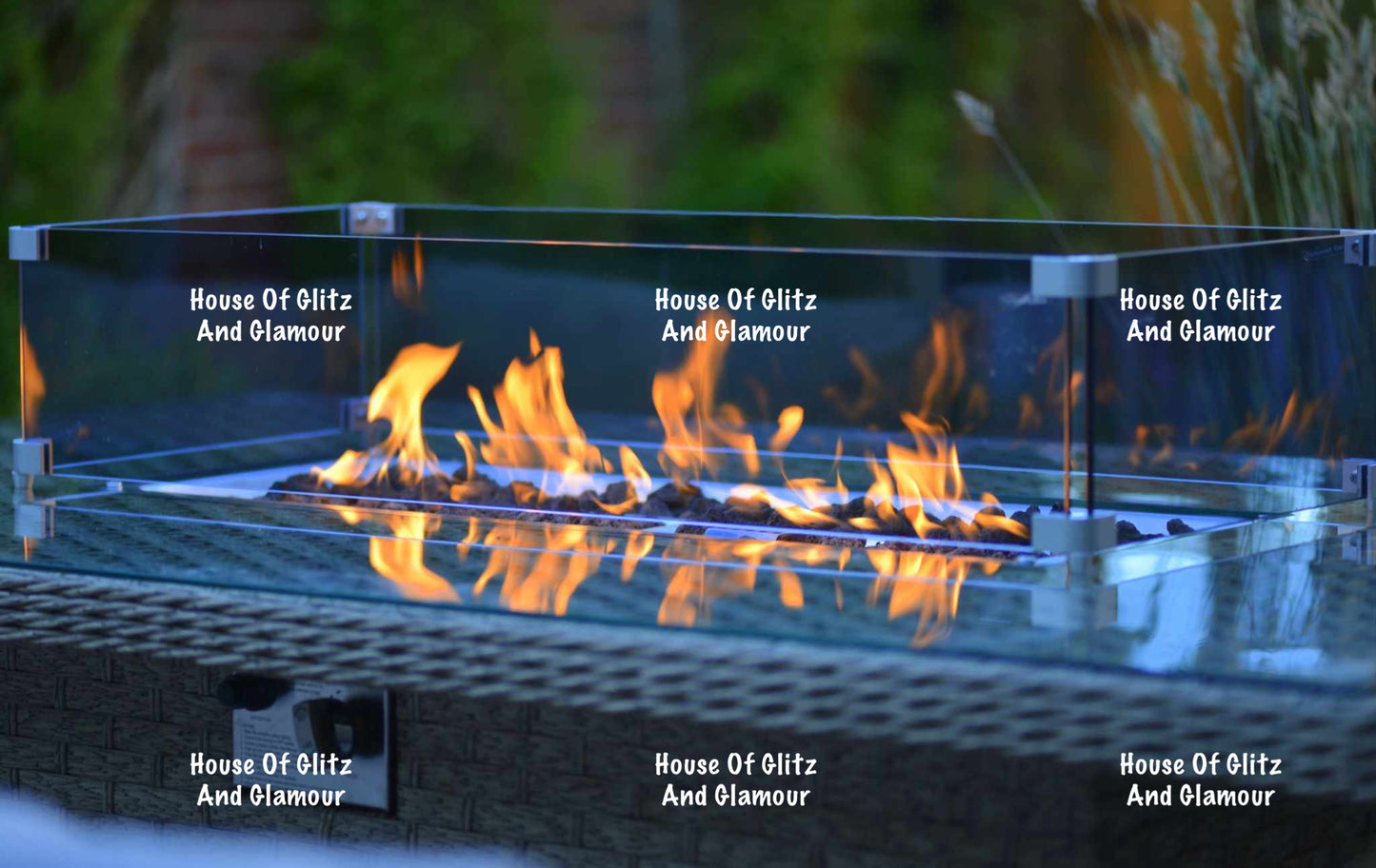 JAMAICA CORNER RISING DINING SET WITH FIRE PIT (NATURAL)