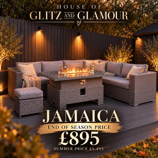 JAMAICA CORNER RISING DINING SET WITH FIRE PIT - Grey