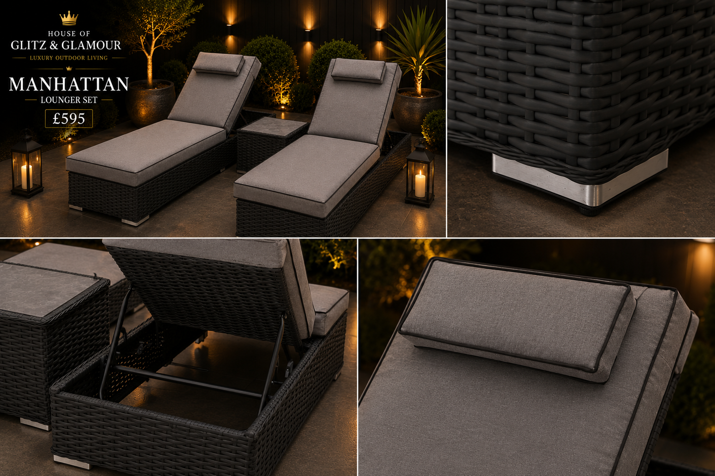 Manhattan Luxury Sun Lounger Set with Side Table