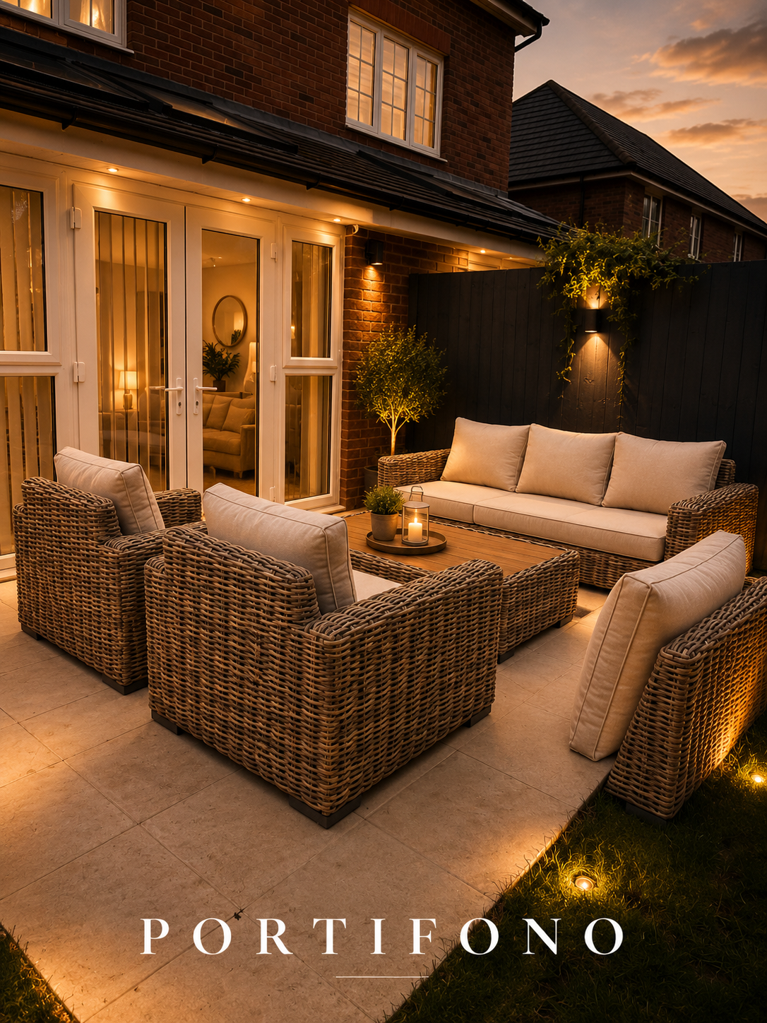 Portofino Luxury Weave Garden Lounge Set – Natural Weave & Cream Cushions