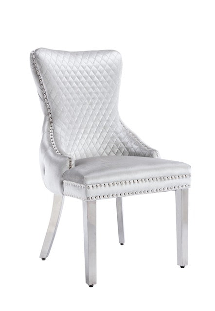 Giselle Light Silver Lion Knocker Dining Chair
