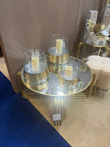 Hampton Medium Gold & Glass Candle Holder