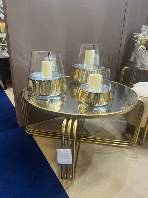 Hampton Medium Gold & Glass Candle Holder