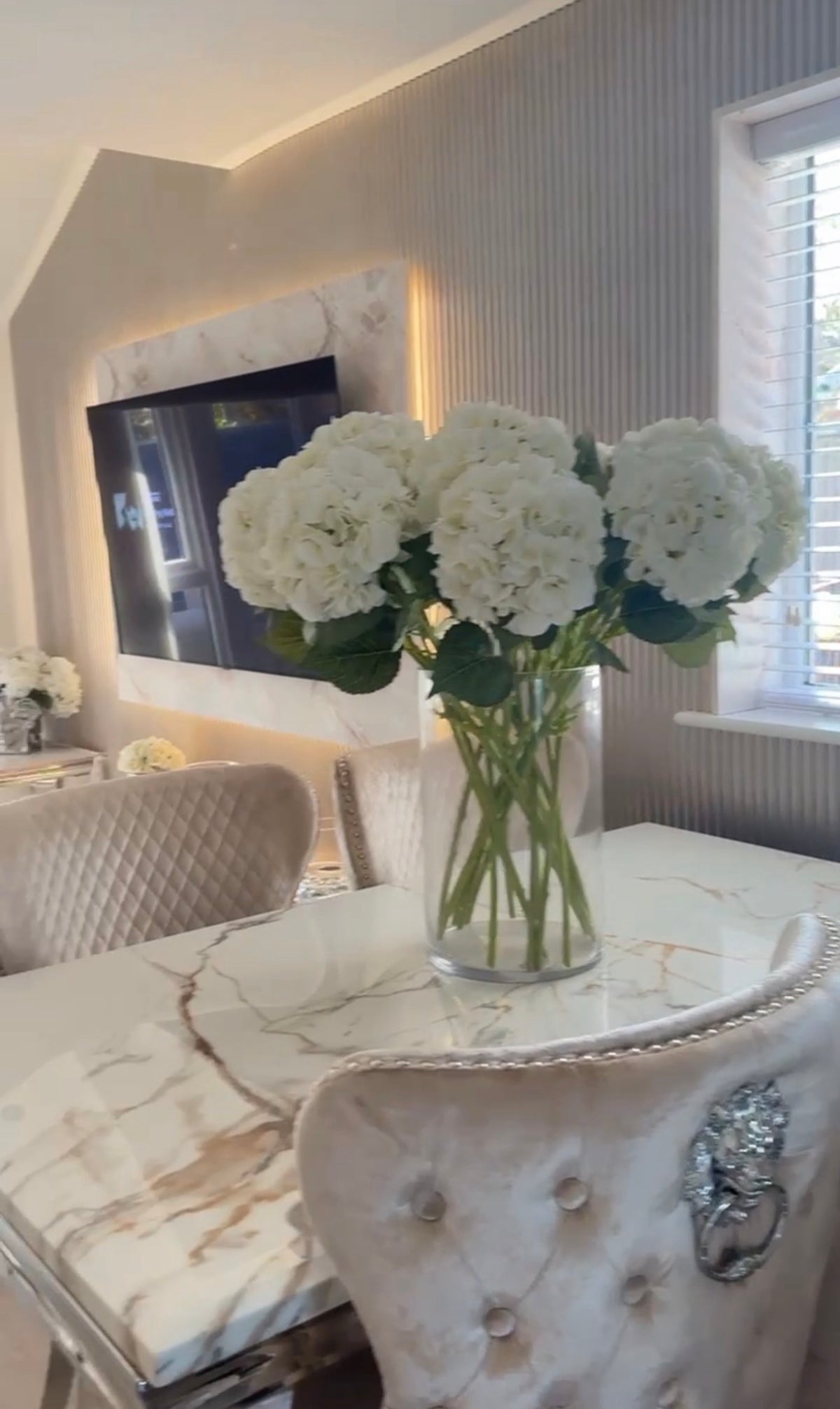 Louis Calcatta Gold Marble & Chrome Dining Table