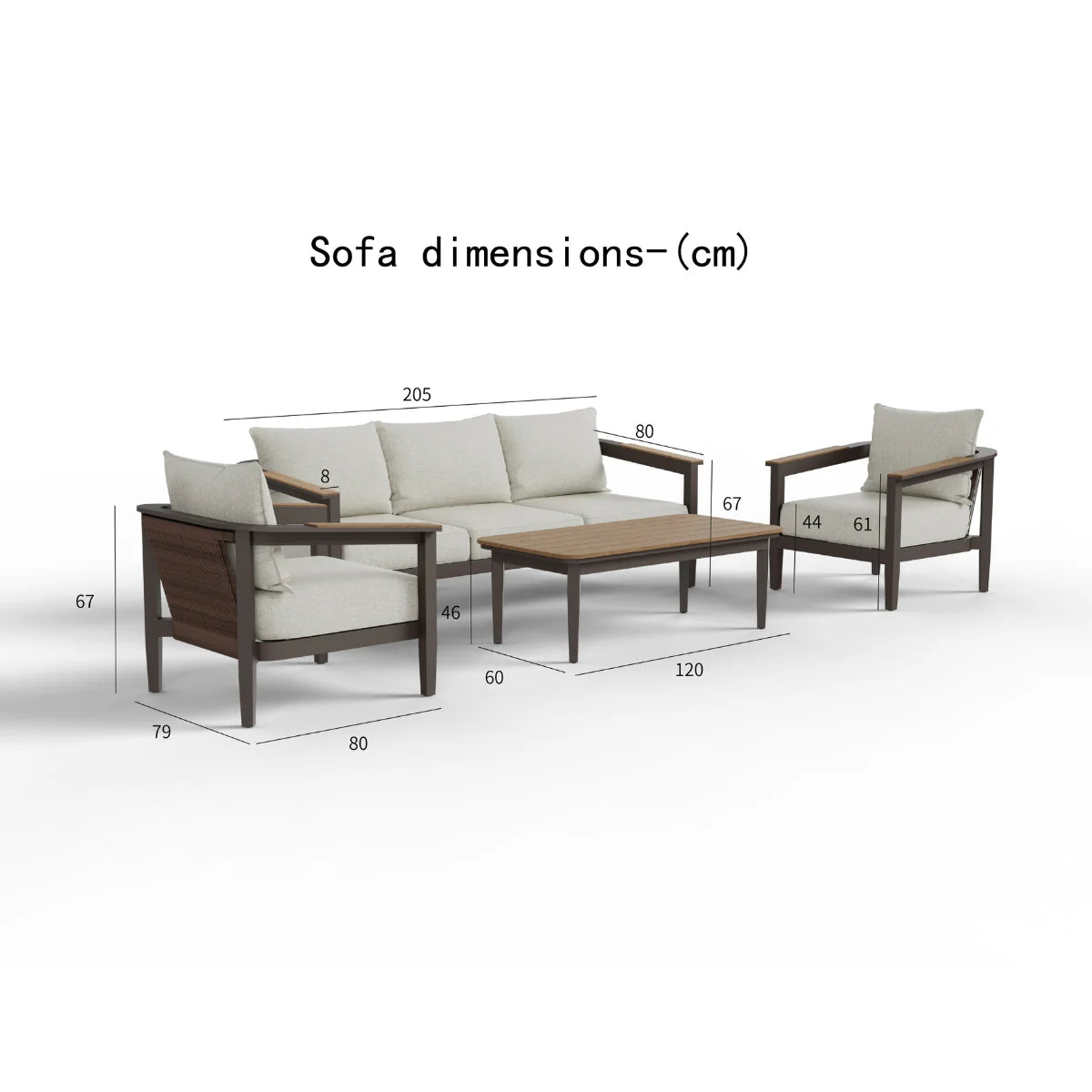 Hera Outdoor Range Wood 5 Seater Lounge Set