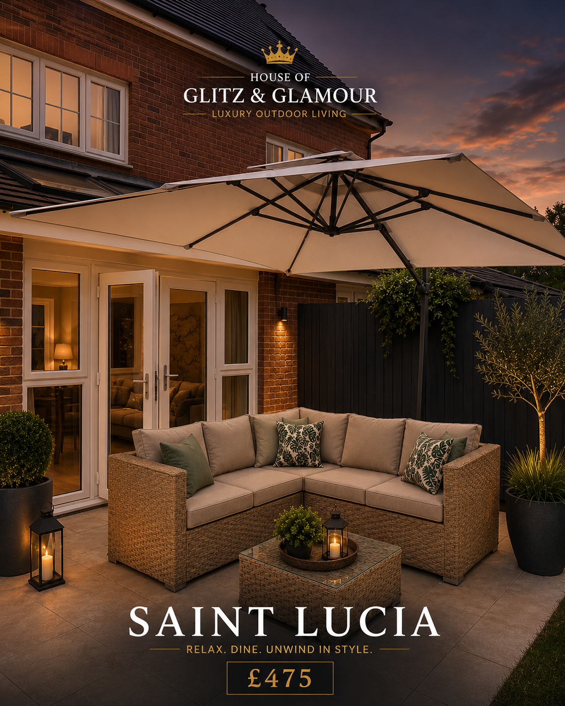 Saint Lucia Natural Rattan Corner Sofa Set with Ice Bucket Table – Garden Furniture