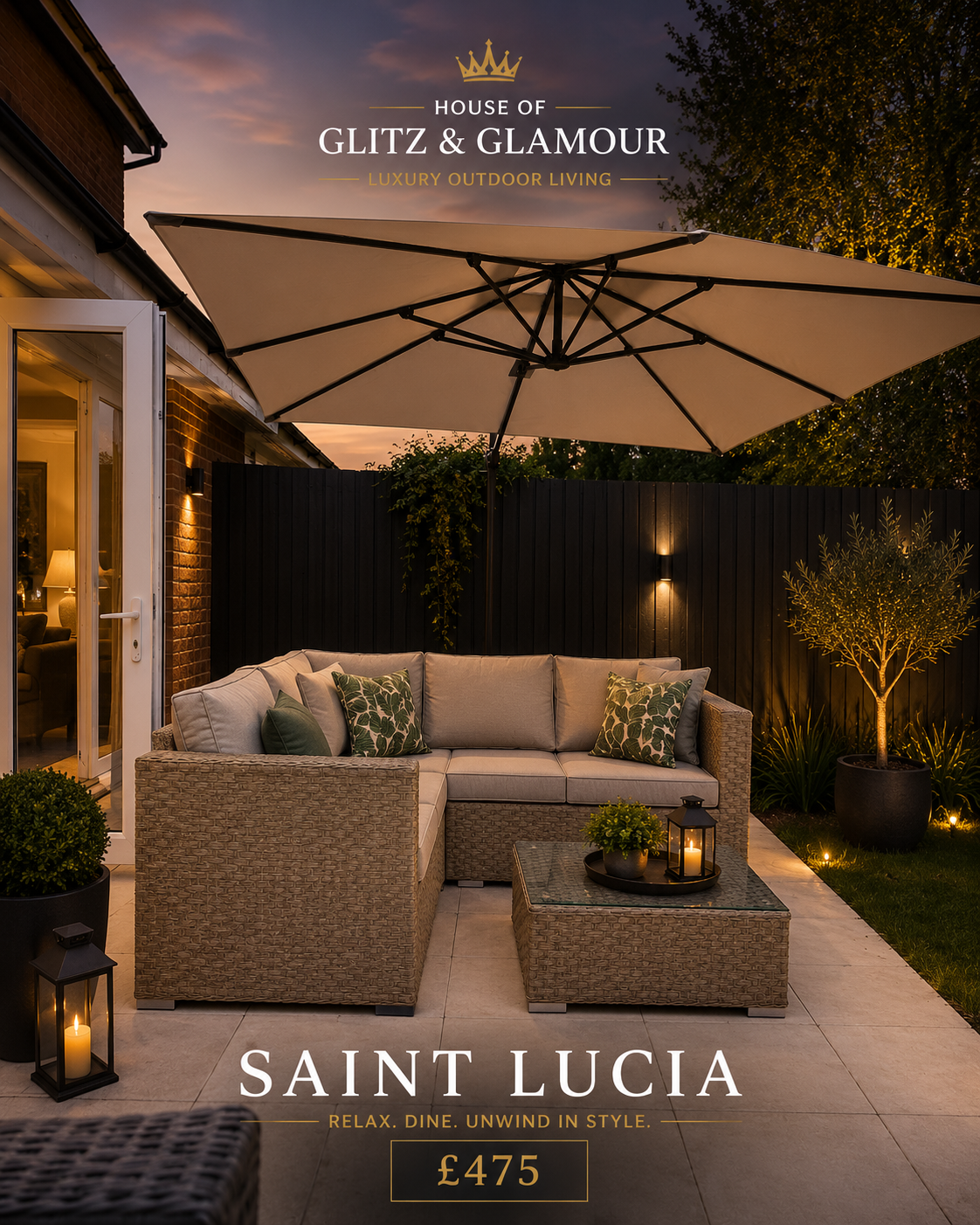 Saint Lucia Natural Rattan Corner Sofa Set with Ice Bucket Table – Garden Furniture