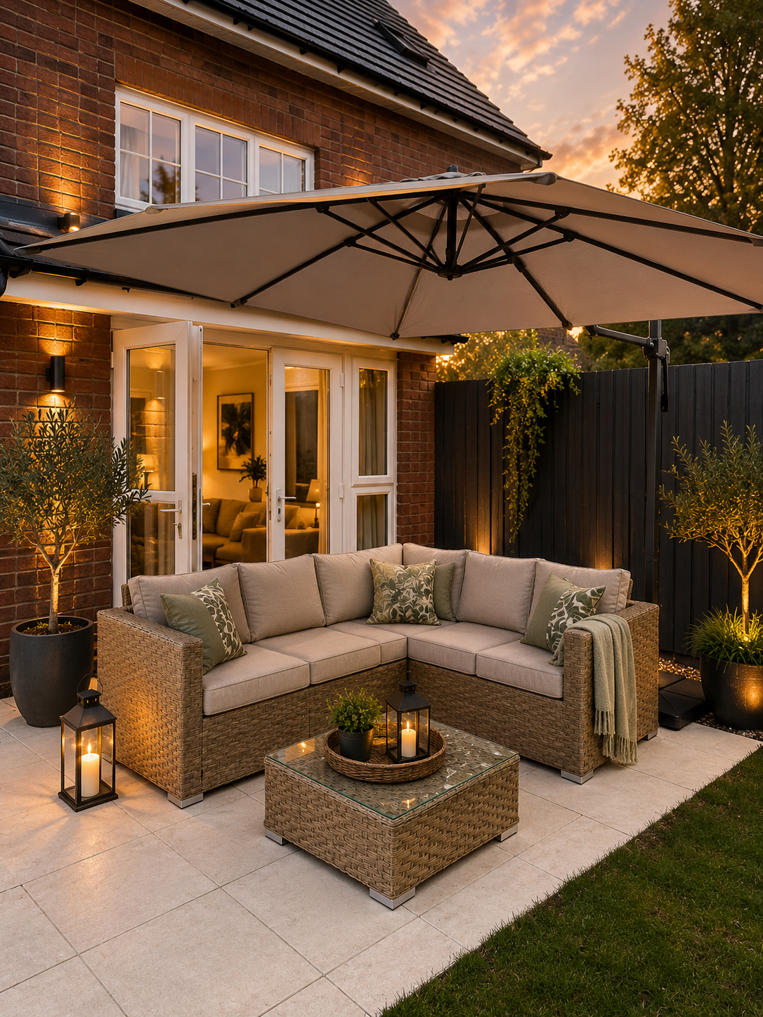 Saint Lucia Natural Rattan Corner Sofa Set with Ice Bucket Table – Garden Furniture
