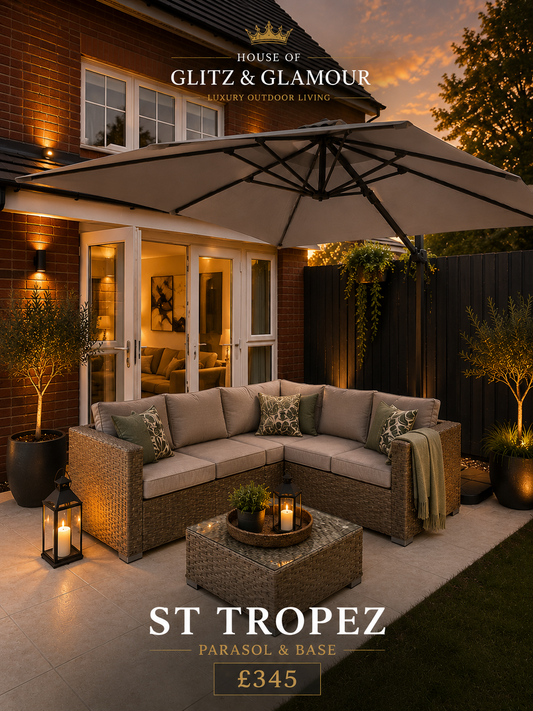 St Tropez Grey 3m Cantilever Parasol with Base