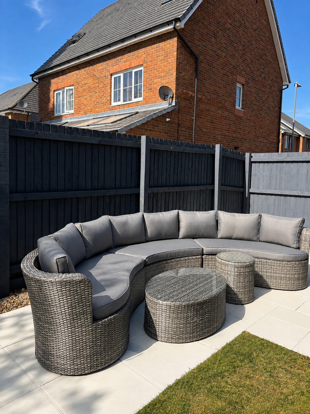 The Villa Collection - Love Island Curved Garden Sofa Set - Grey