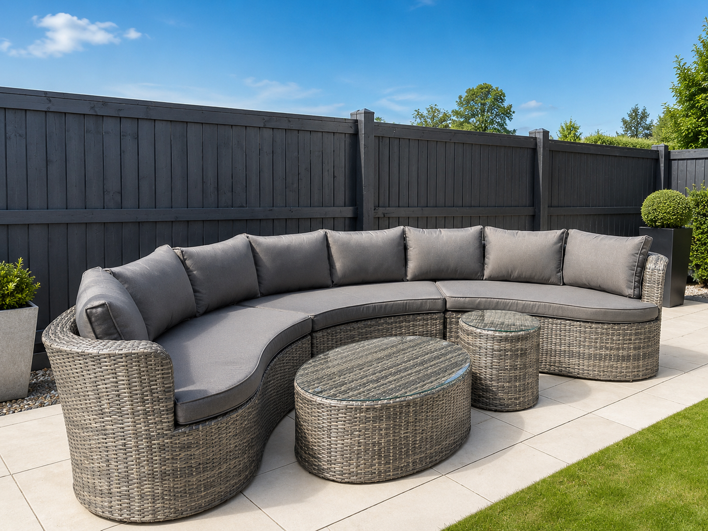 The Villa Collection - Love Island Curved Garden Sofa Set - Grey