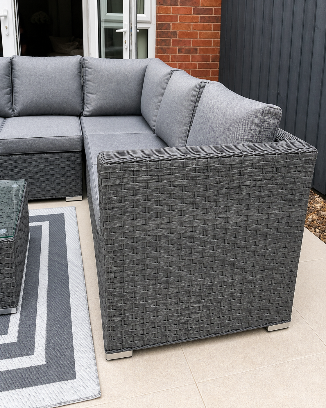 Saint Lucia Grey Rattan Corner Sofa Set with Ice Bucket Table | Garden Furniture