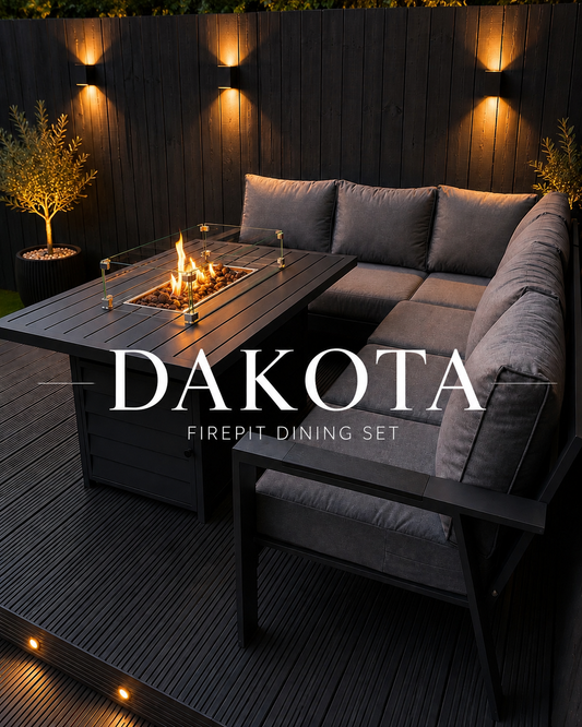 Dakota Grey Aluminium 10 Seater Corner Fire Pit Dining Set