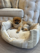 Load image into Gallery viewer, Cream And Gold Striped Dog Bed