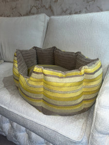 Beige And Yellow Striped Dog Bed