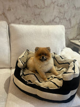 Load image into Gallery viewer, Cream And Black Striped Zig Zag Dog Bed